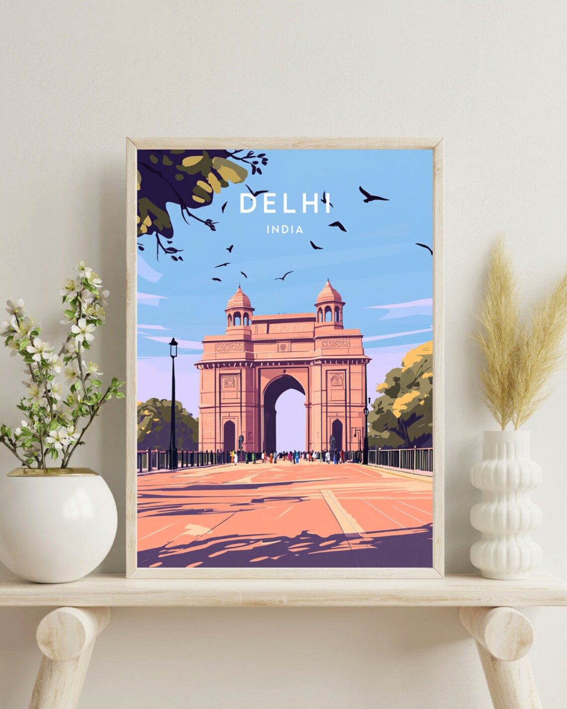 Delhi India India Gate Monument Avenue Landmark Vintage Travel Poster - Image 4