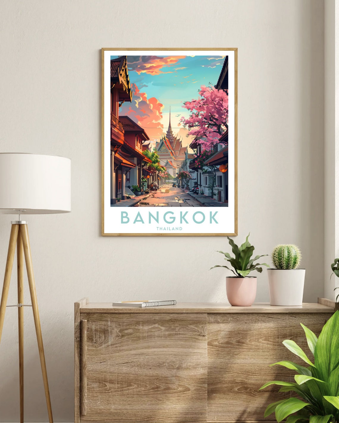 Bangkok Thailand Temple Street Sunset Old Town Travel Poster - Image 3