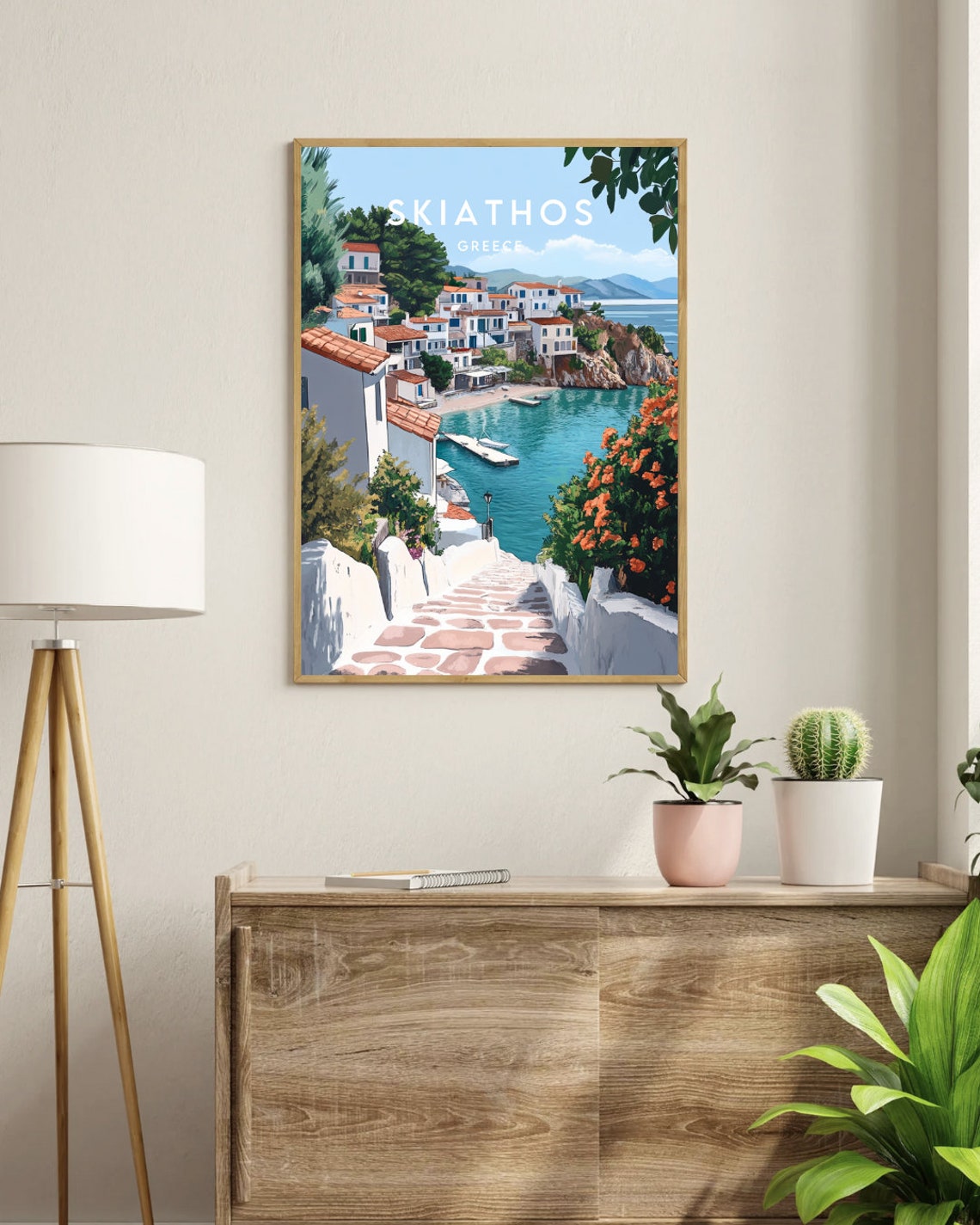 Skiathos Greece Island Harbor Stone Steps Seaside Travel Poster - Image 3