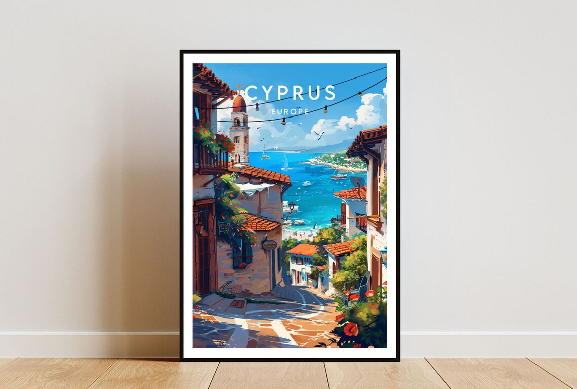 Cyprus Travel Poster, Paphos Europe Wall Art