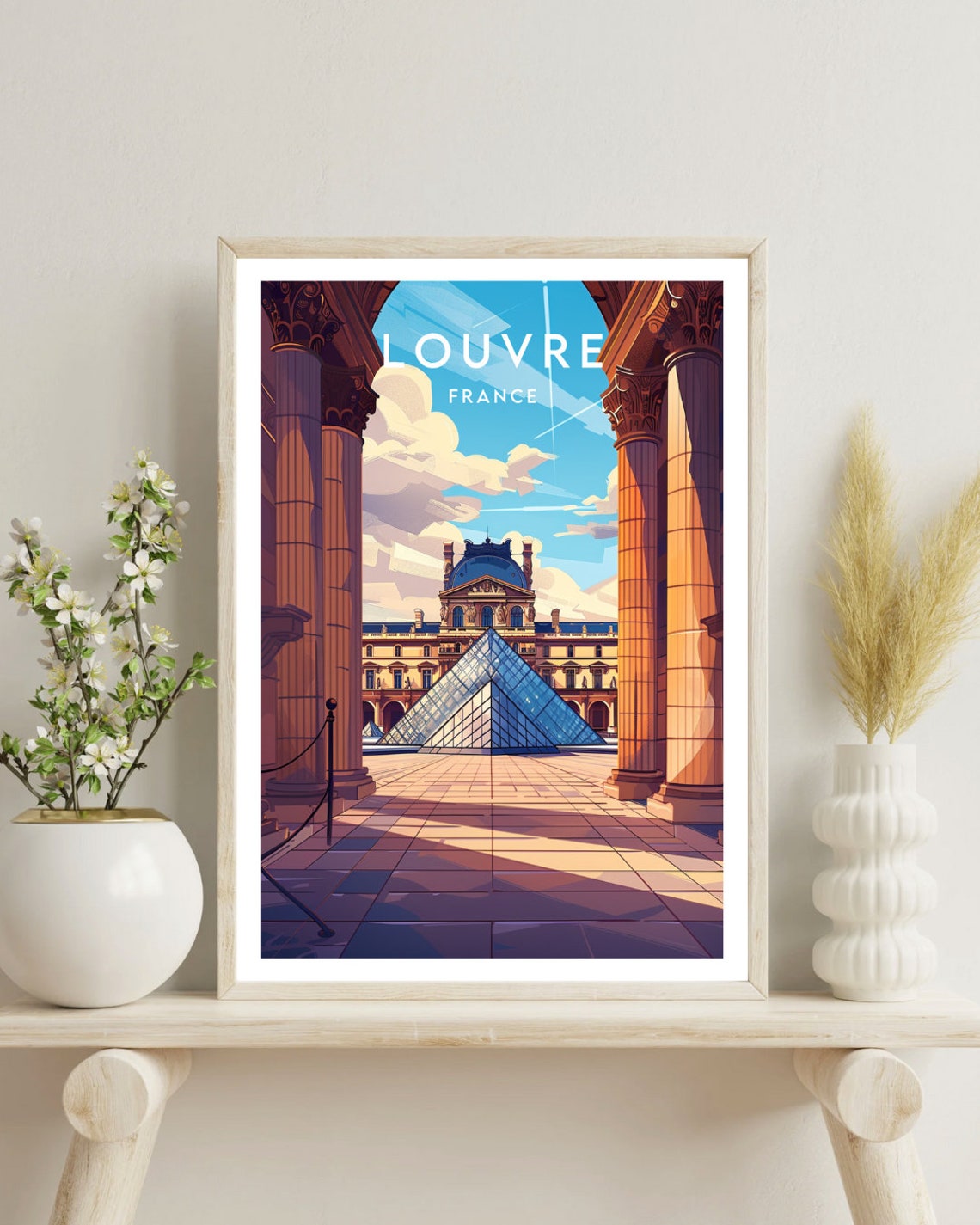 Louvre Travel Print France Louvre Poster France Poster Travel Wall Art France Print Poster France Europe Louvre Paris Wall Art - Image 4