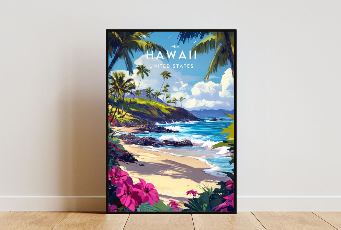 Hawaii Travel Poster, United States Travel Art