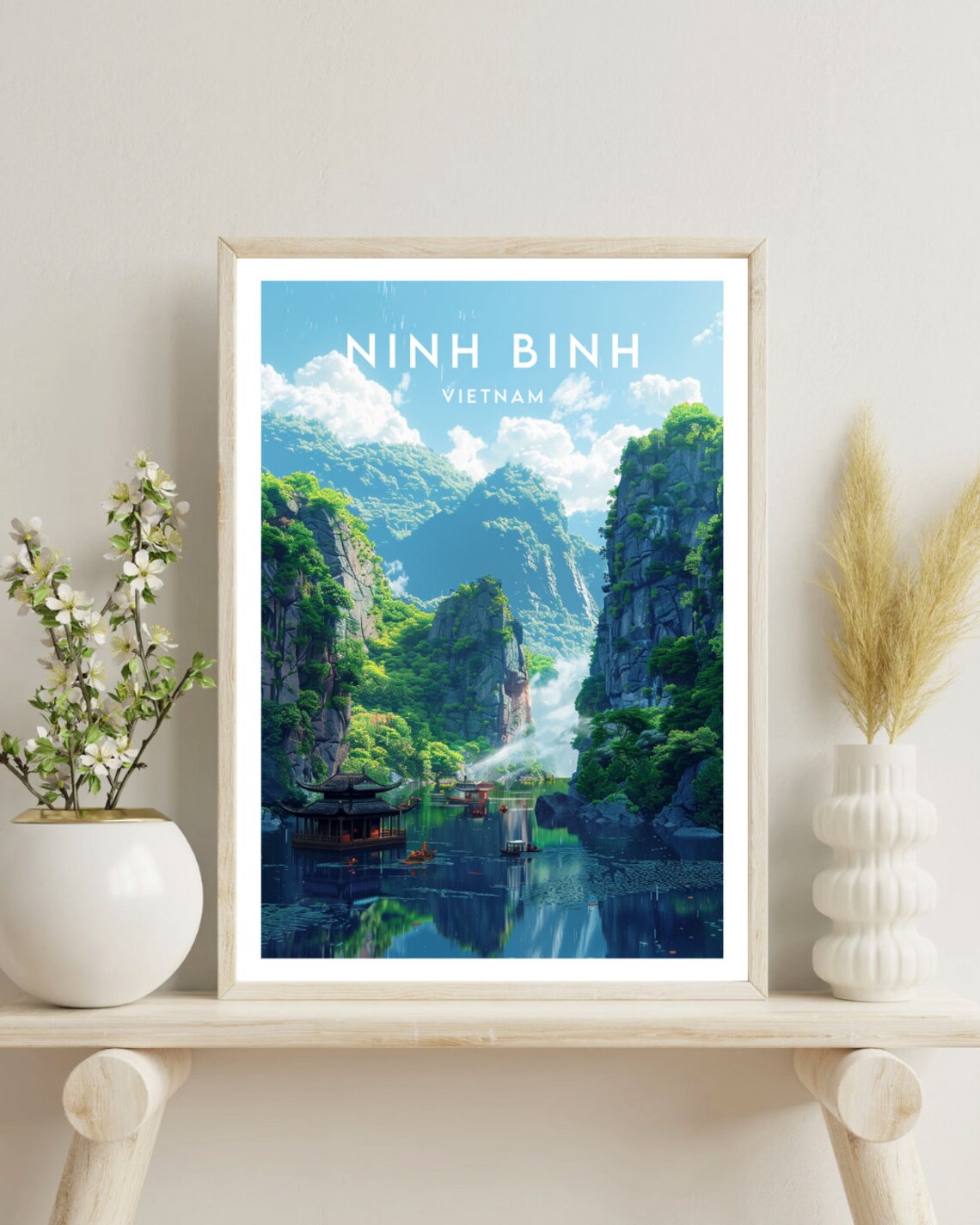 Ninh Binh Travel Poster, Vietnam Asia Travel Art Print - Image 4