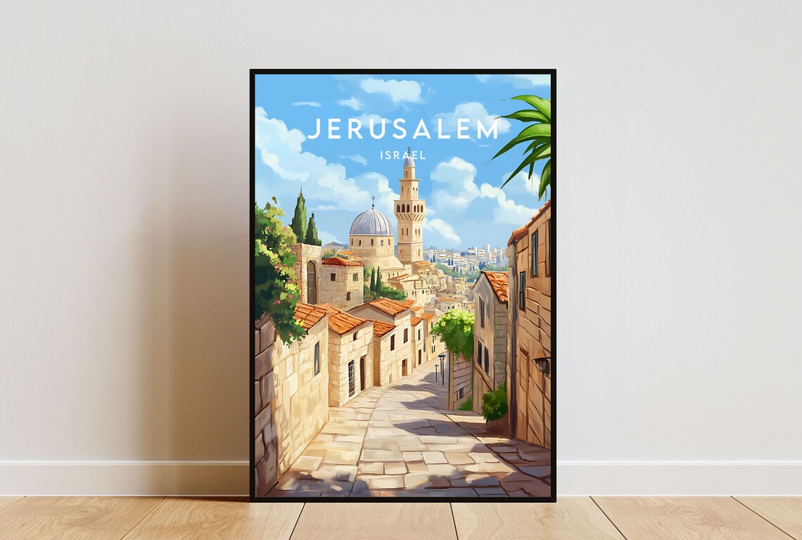 Jerusalem Israel Old City Golden Stone Street Ancient Travel Poster