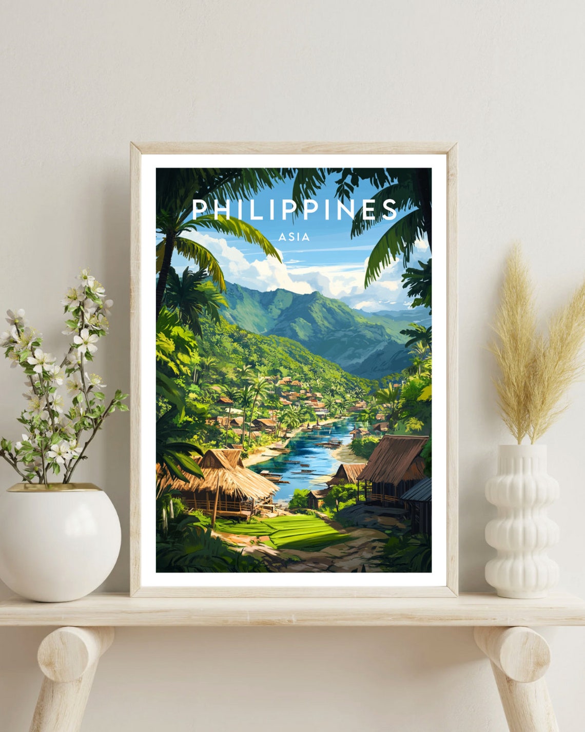 Philippines Asia Tropical River Valley Rice Terraces Village Poster - Image 4