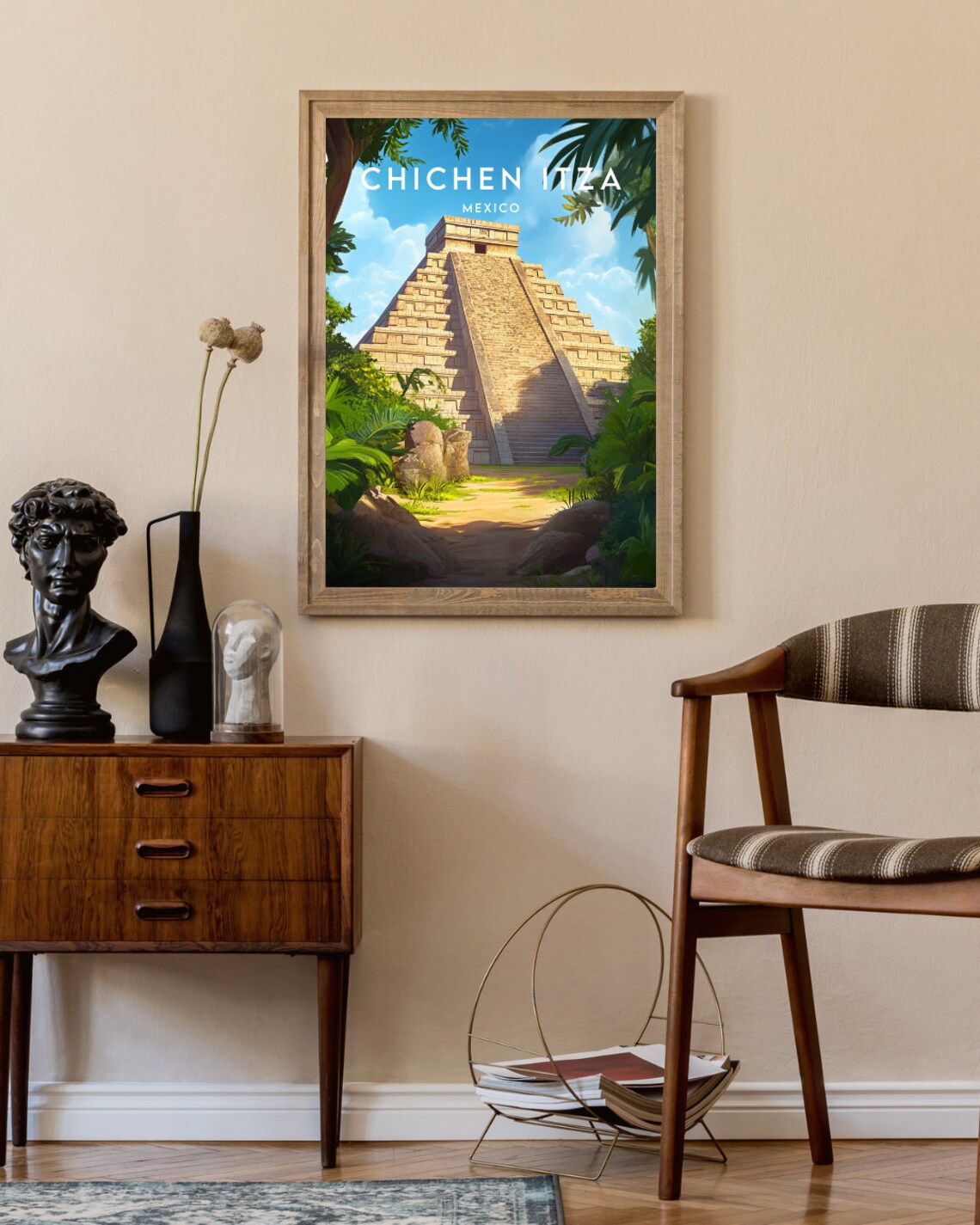 Chichen Itza Travel Poster, Mexico Landmark Art Print - Image 2