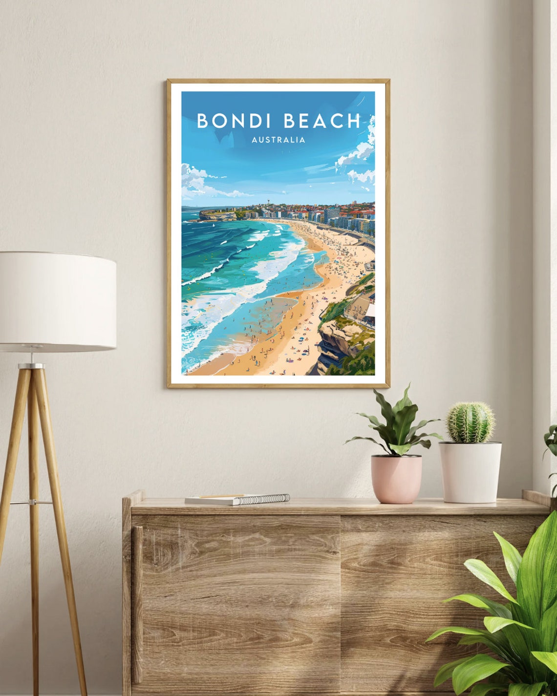 Bondi Beach Australia Turquoise Surf Coast Vintage Travel Poster - Image 3
