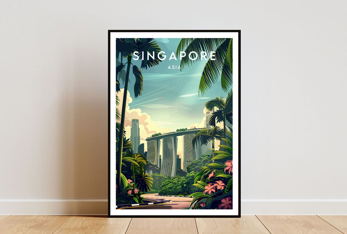 Singapore Travel Poster, Asia Travel Wall Art