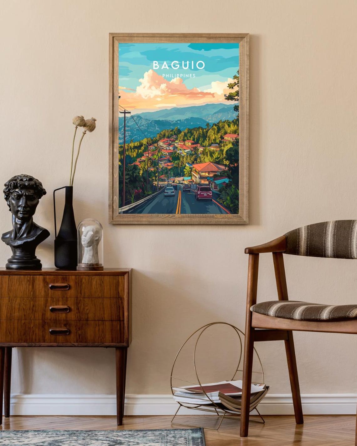 Baguio Philippines Mountain City Sunset Cloudy Road Travel Poster - Image 2