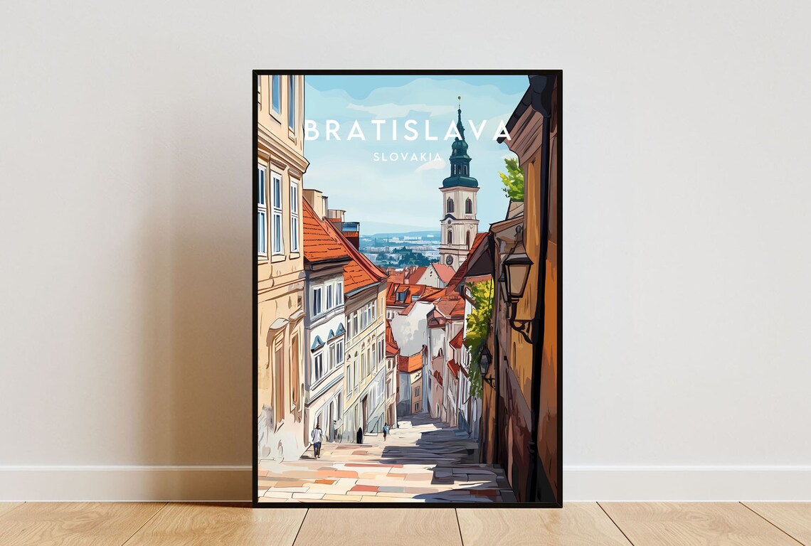Bratislava Travel Poster, Slovakia Europe Wall Art