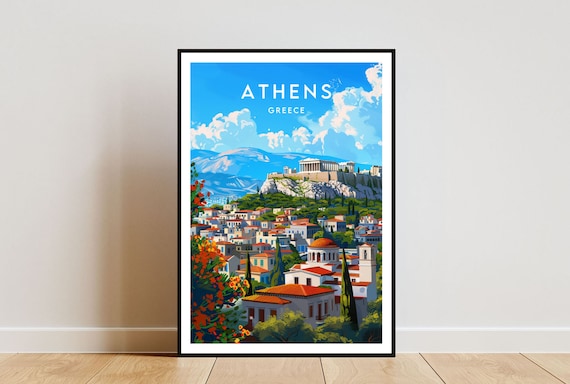 Athens Travel Poster, Greece Europe Wall Art