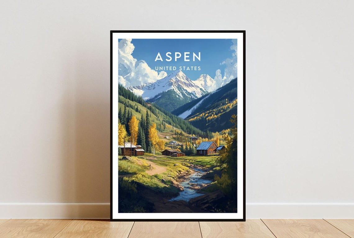 Aspen Travel Print United States Aspen Poster America Poster Travel Wall Art America Print America Aspen Wall Art Usa Art Colorado
