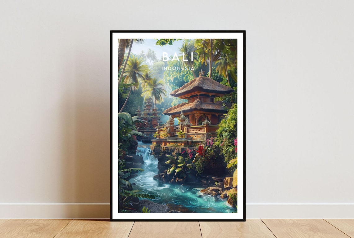 Bali Travel Poster, Ubud Indonesia Asia Wall Art
