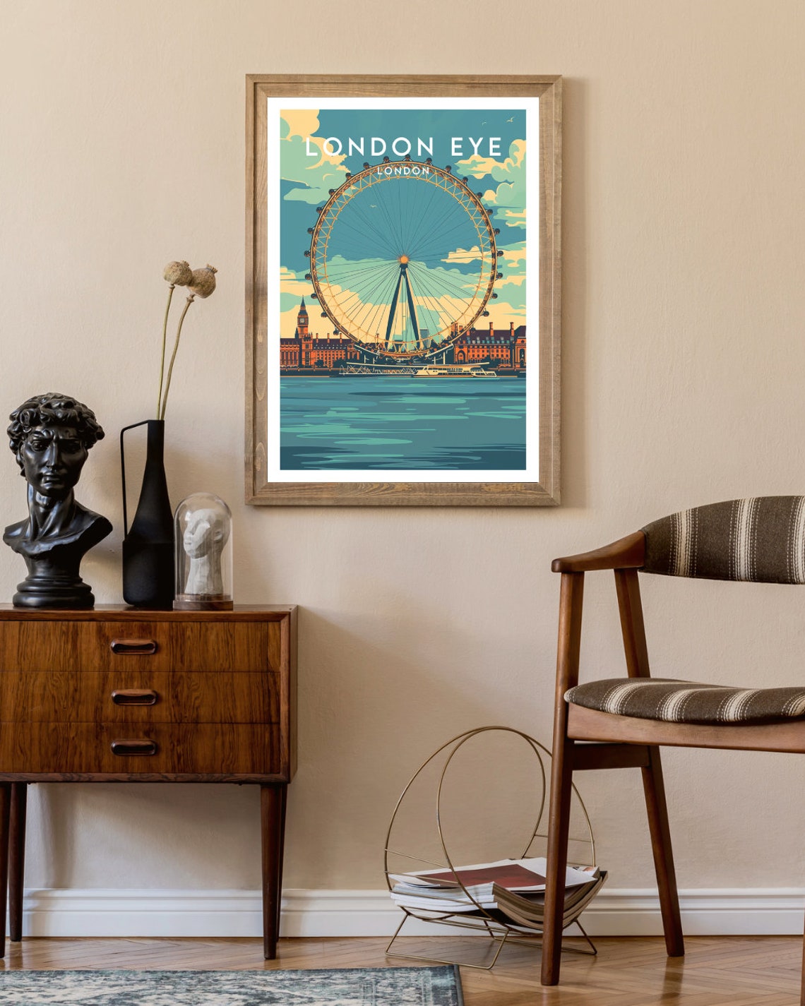 London Eye Ferris Wheel Thames Riverside Sunset Travel Poster - Image 2