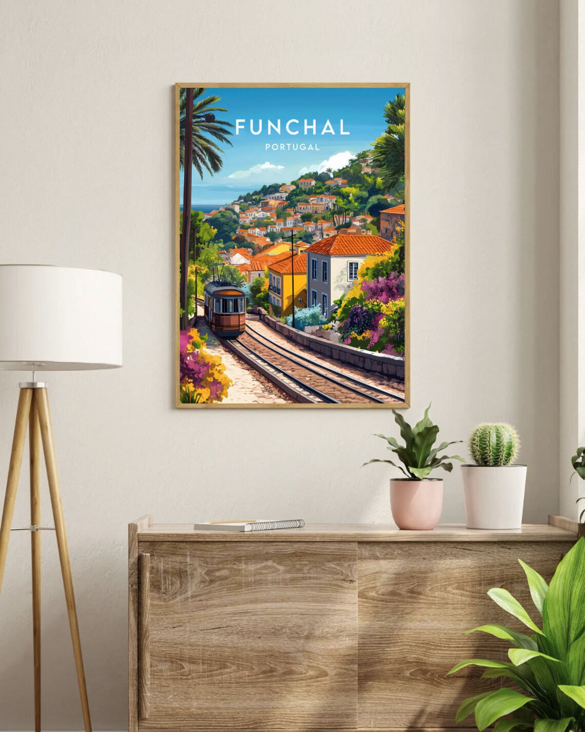 Funchal Portugal Cable Car Hillside Flower Gardens Travel Poster - Image 3