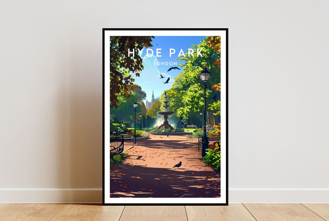 Hyde Park Travel Poster, London Europe Wall Art