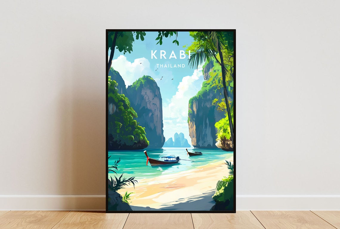Krabi Travel Print Thailand Krabi Poster Thailand Poster Travel Wall Art Thailand Print Thai Poster Beach Poster Ao Nang Krabi