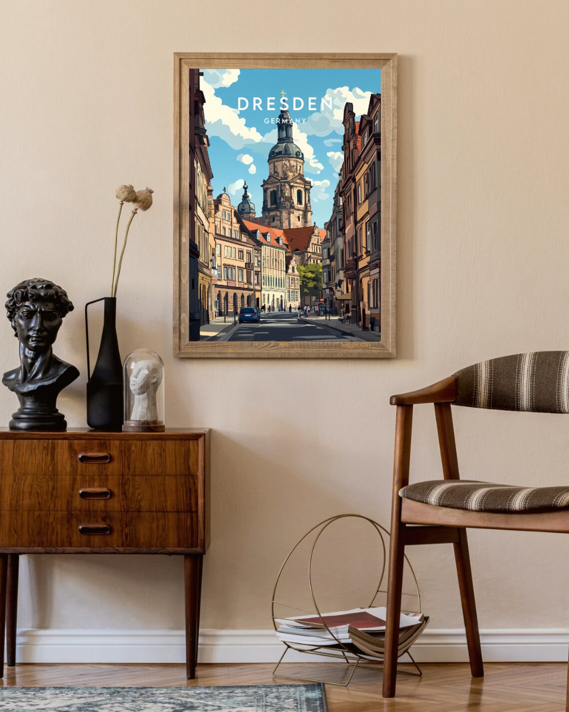 Dresden Germany Frauenkirche Baroque Dome Old Street Travel Poster - Image 2