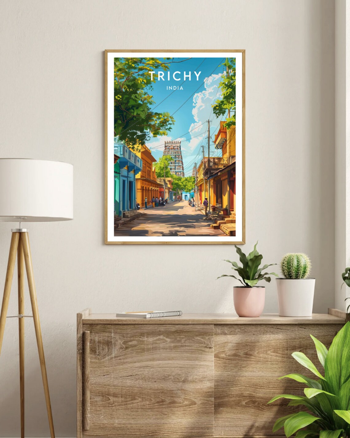 Trichy India Temple Tower Street Scene South India Travel Art Poster - Image 3