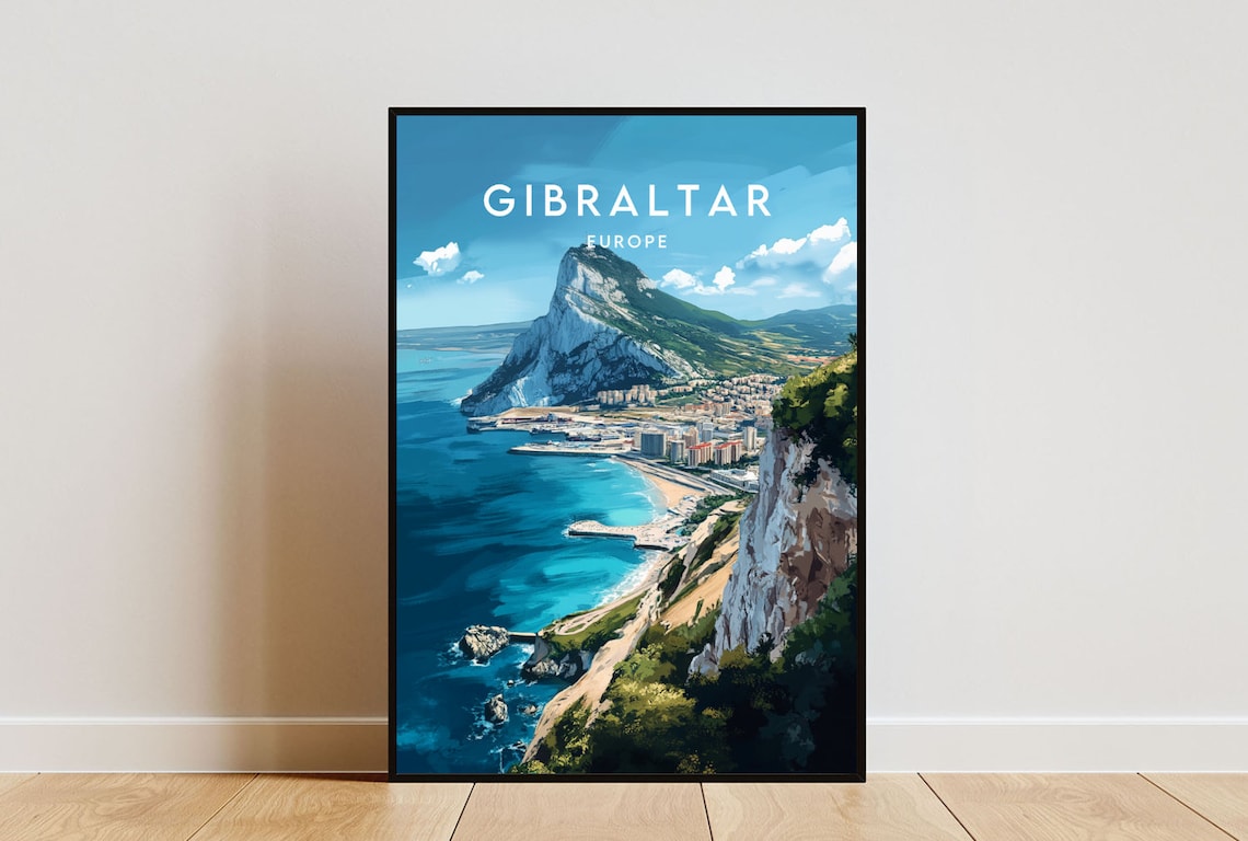 Gibraltar Travel Poster, Europe Wall Art Print