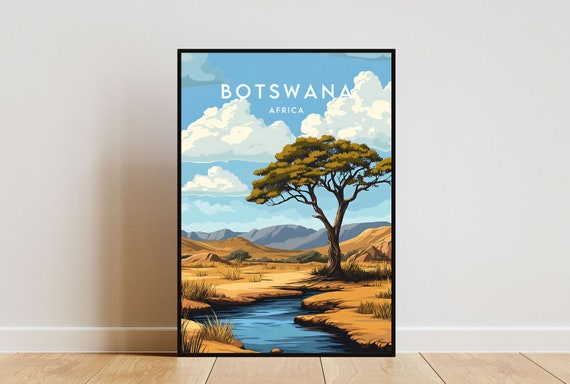 Botswana Travel Print Africa Botswana Poster Africa Poster Travel Wall Art Africa Print Botswana Wall Art Botswana Africa Wall Art