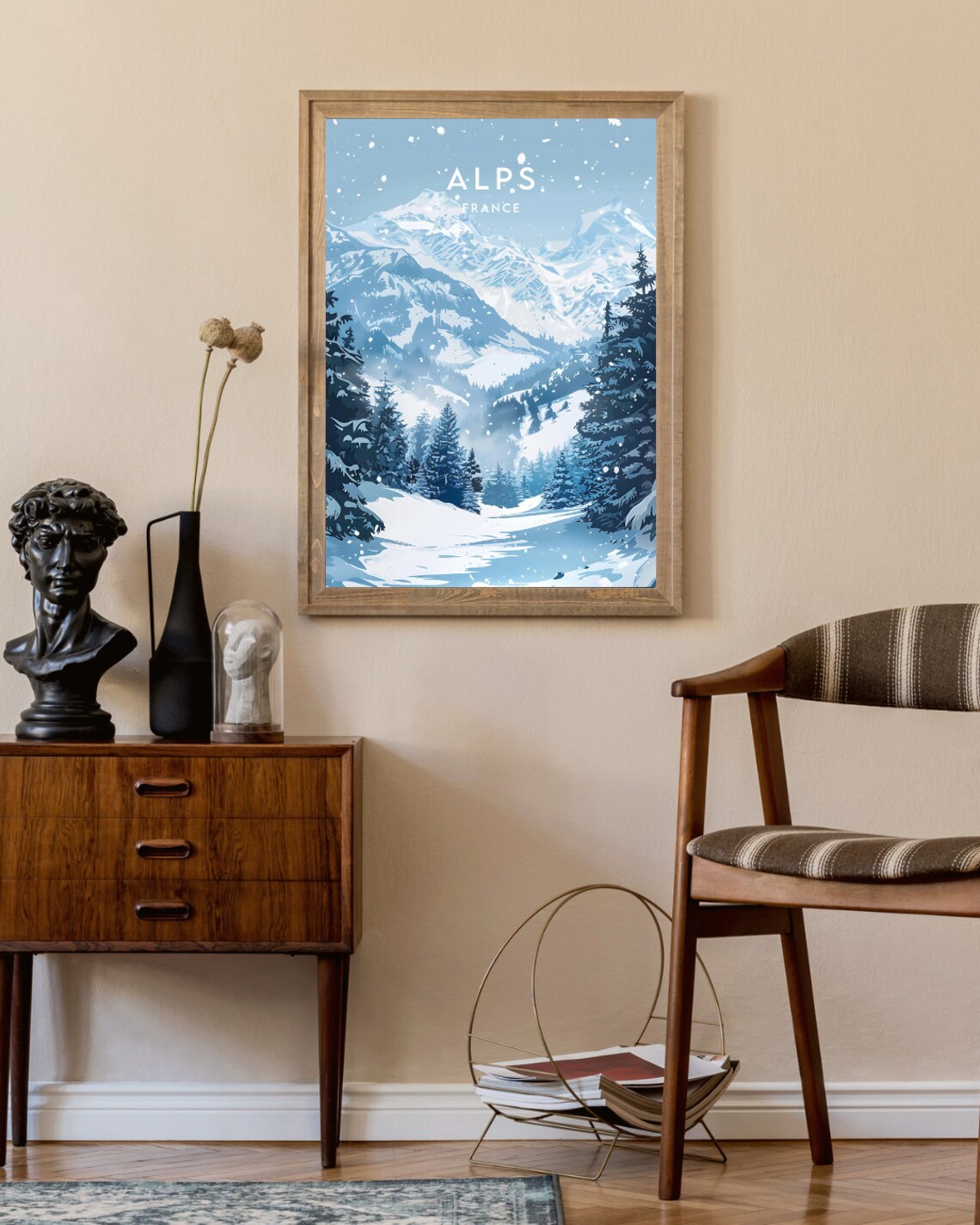 Alps France Snowy Mountain Peaks Pines Winter Scene Travel Poster - Image 2