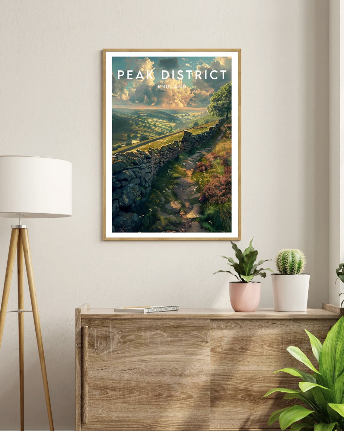 Peak District England Stone Wall Hiking Trail Vintage Travel Poster - Image 3