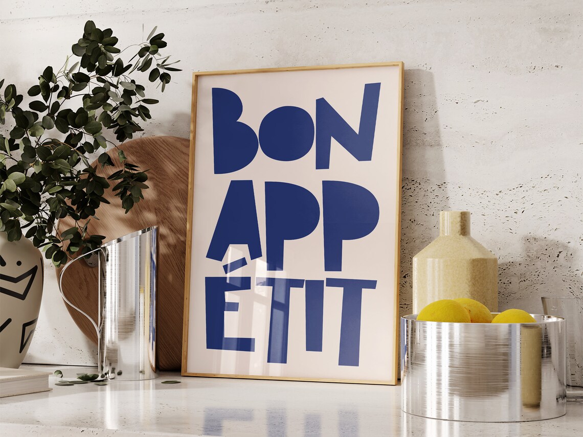 Bon Appetite Kitchen Poster, Boho Minimalist - Image 2
