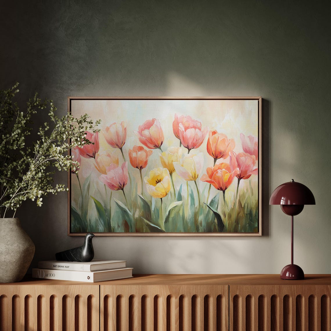 Vibrant Tulip Blooms Painterly Spring Garden Colorful Floral Art Print - Image 5
