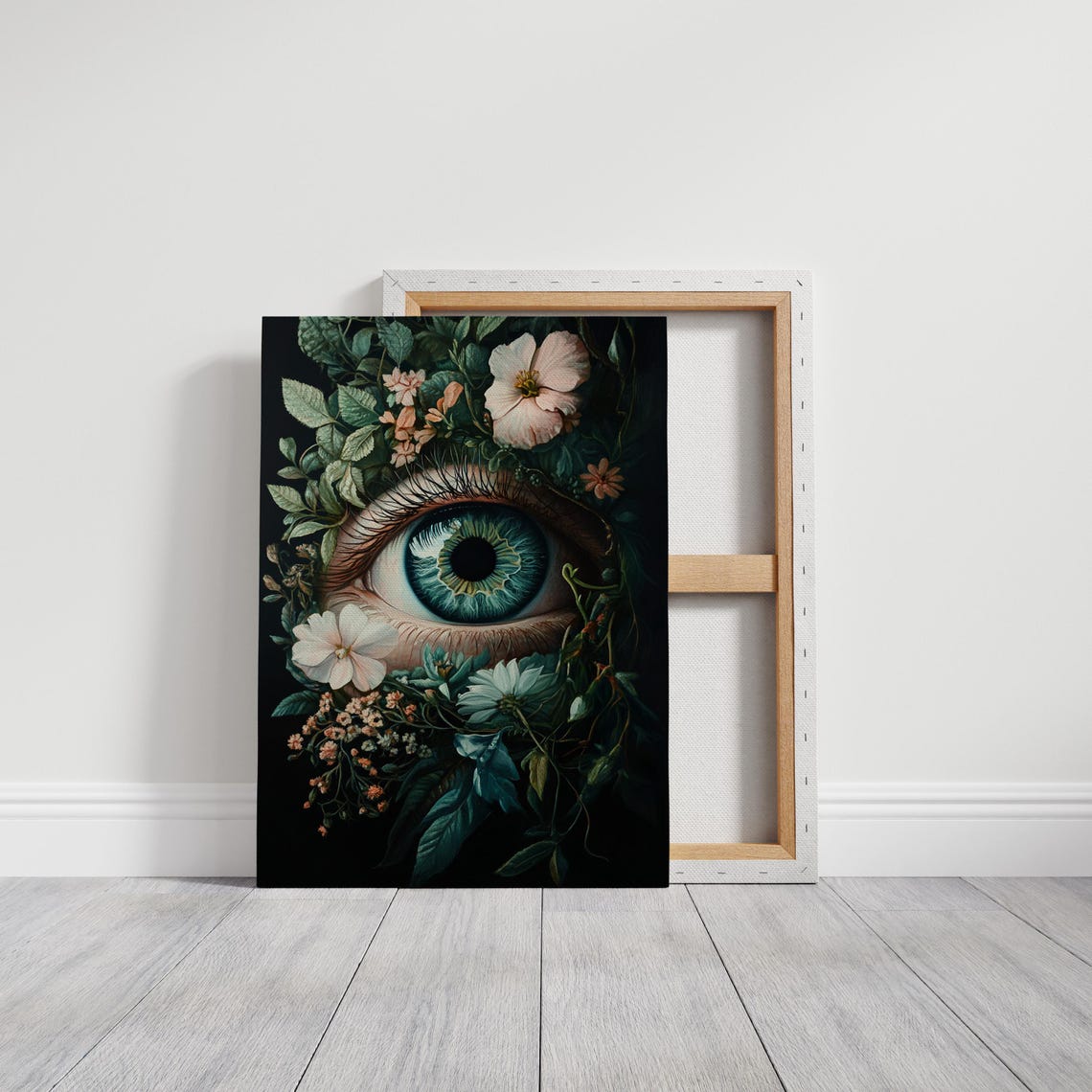Surreal Botanical Eye Floral Vision Dark Green Nature Gothic Wall Art - Image 4
