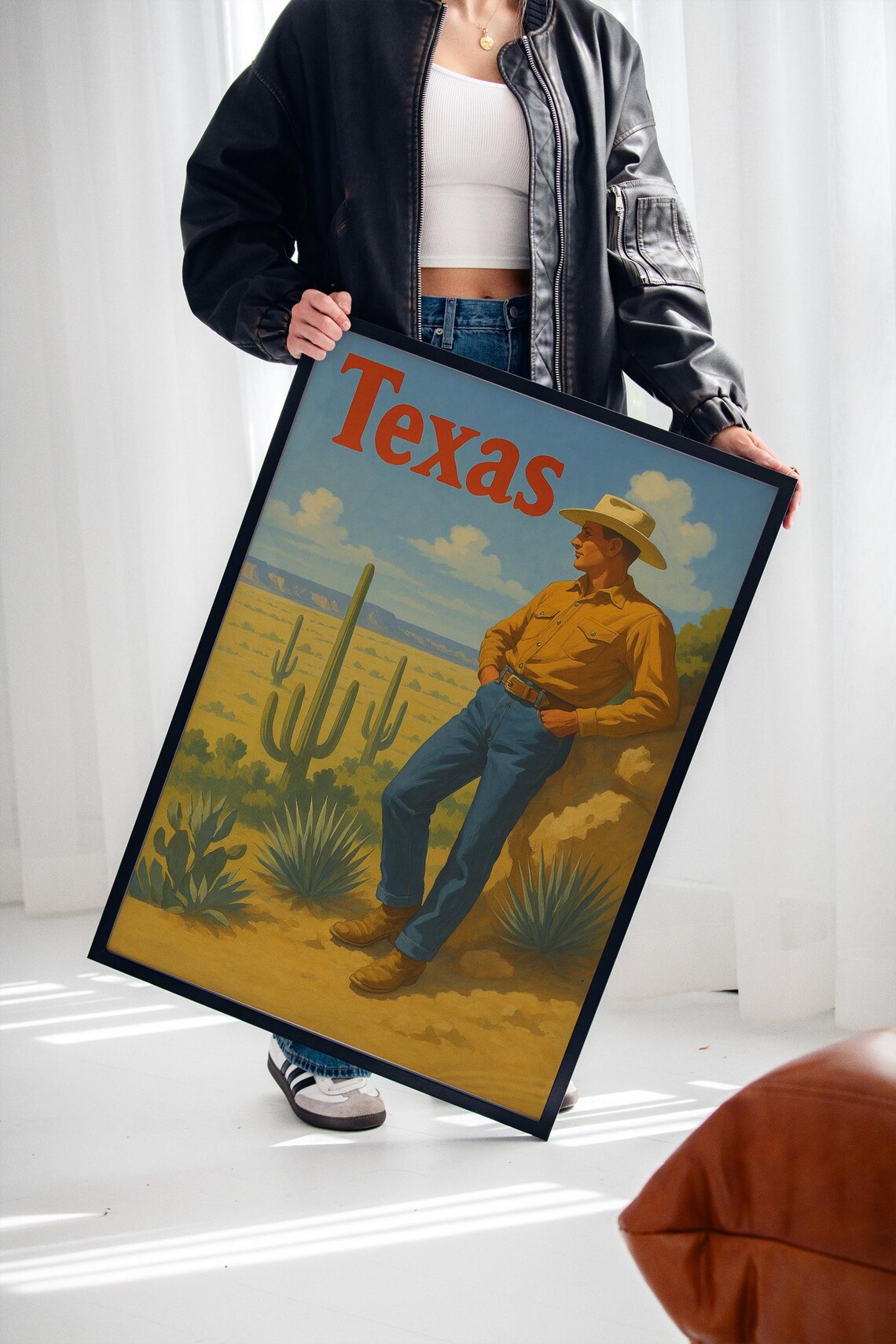 Vintage Texas Cowboy Retro Western Desert Art Print - Image 3