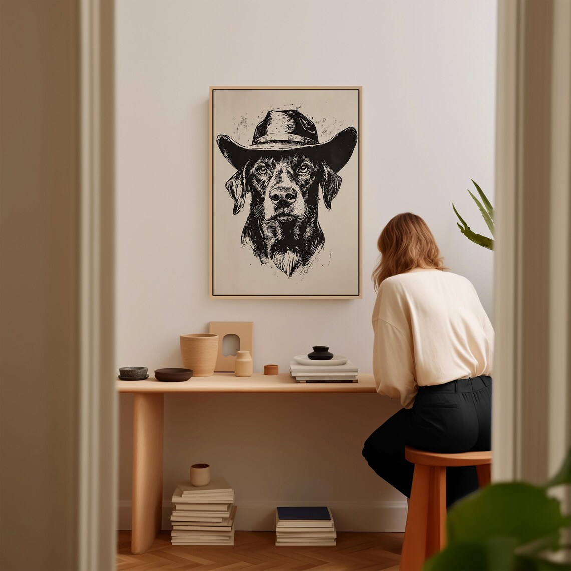 Cowboy Dog - Western Ranch Rustic Dog Illustration - Image 3
