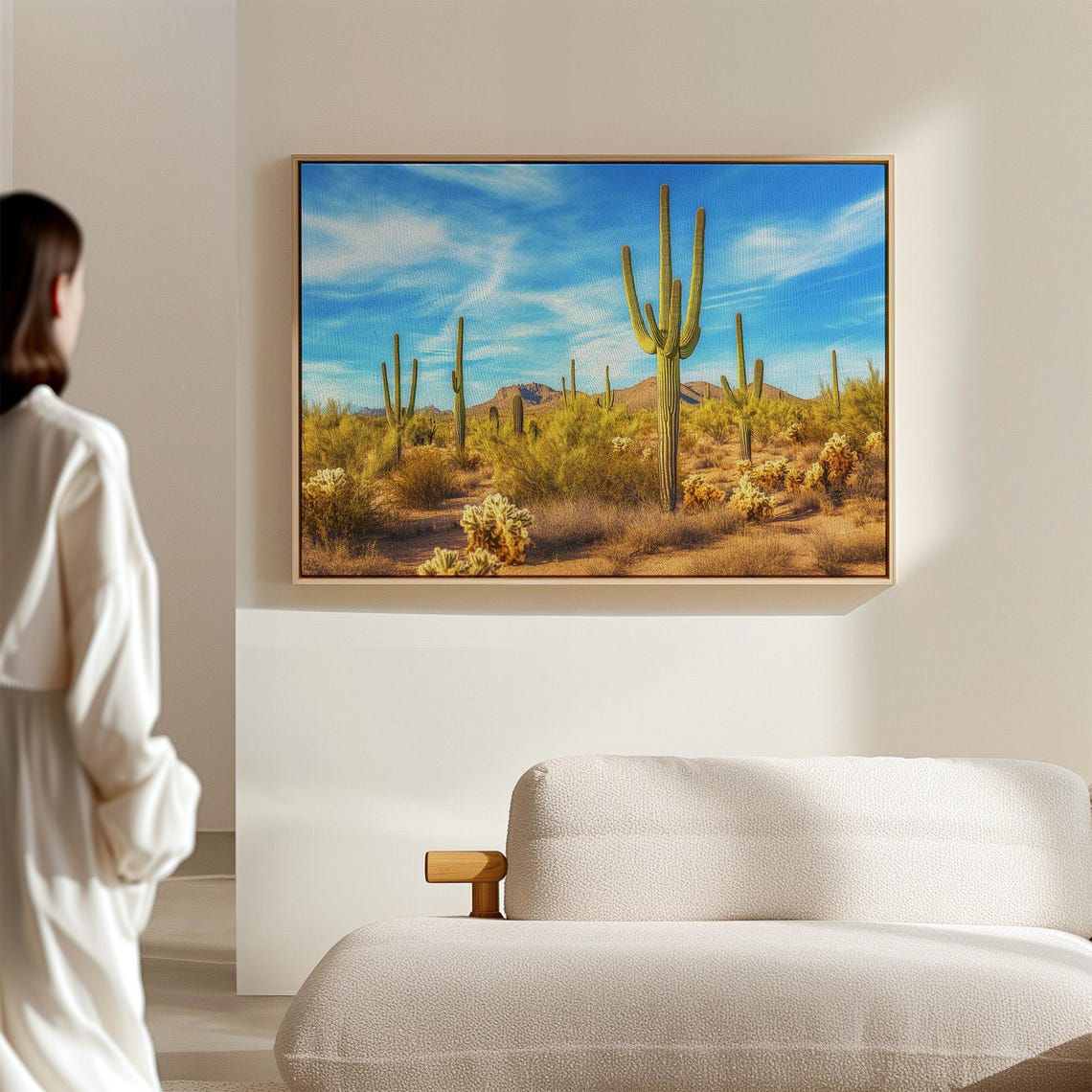 Saguaro Cacti Desert Golden Hour Vivid Blue Sky Southwest Scene Poster - Image 3