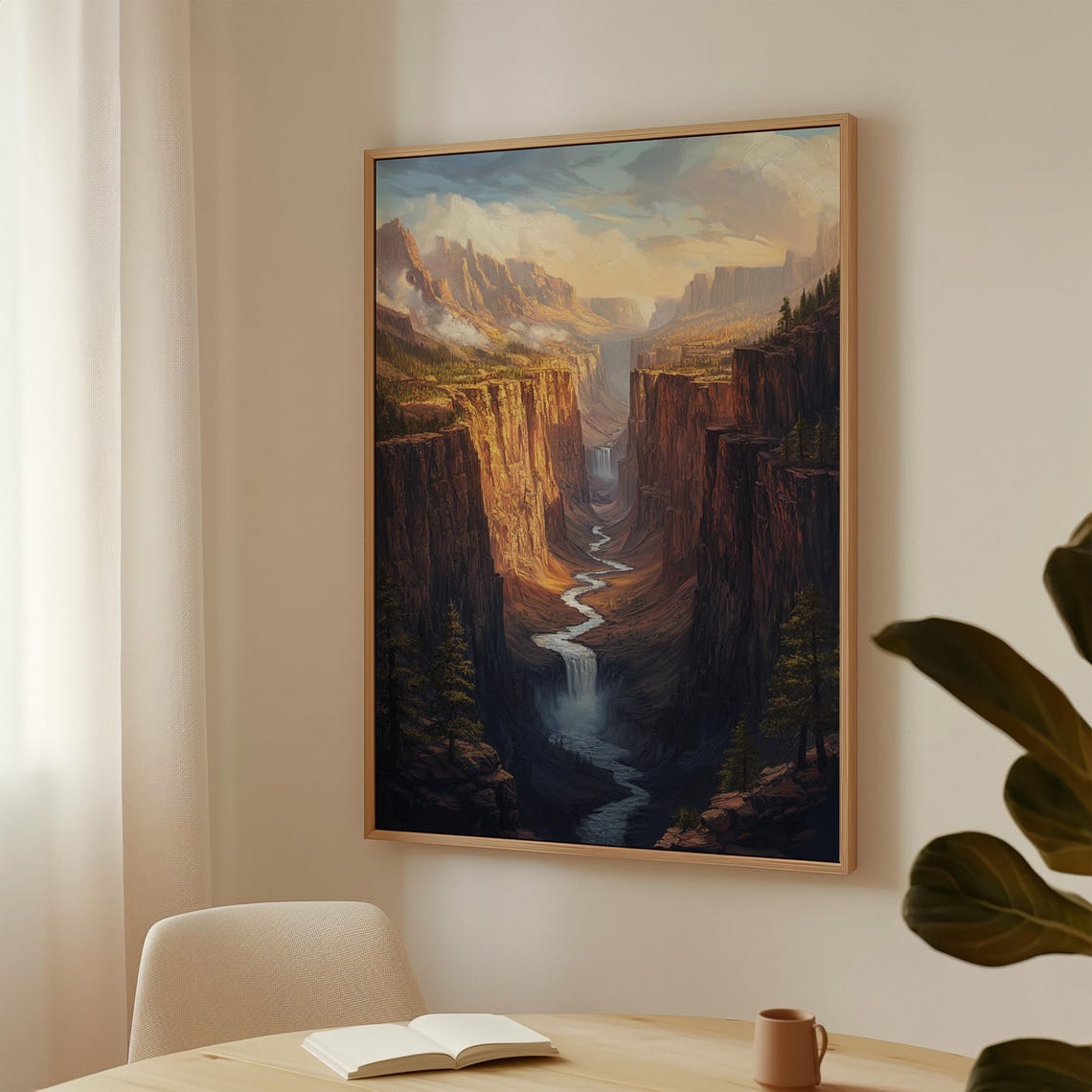 Breathtaking Canyon River Painting Grand Western Landscape Waterfall Valley Art Rustic Desert Wall Print - Image 4