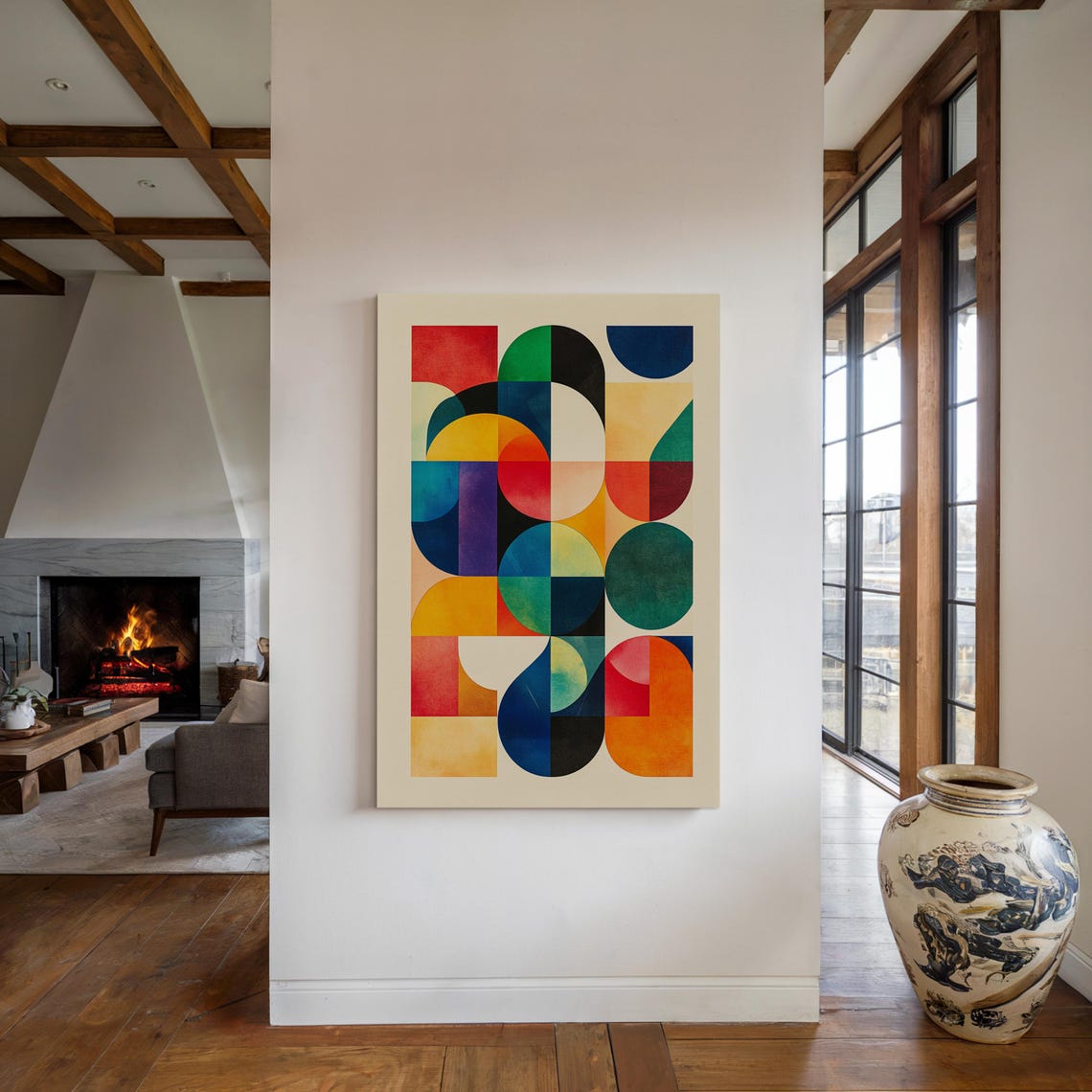 Colorful Geometric Circles Arches Modern Bauhaus Abstract Art Poster - Image 5