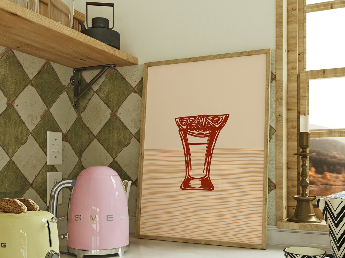 Boho Cocktail Minimalist Modern Art Print