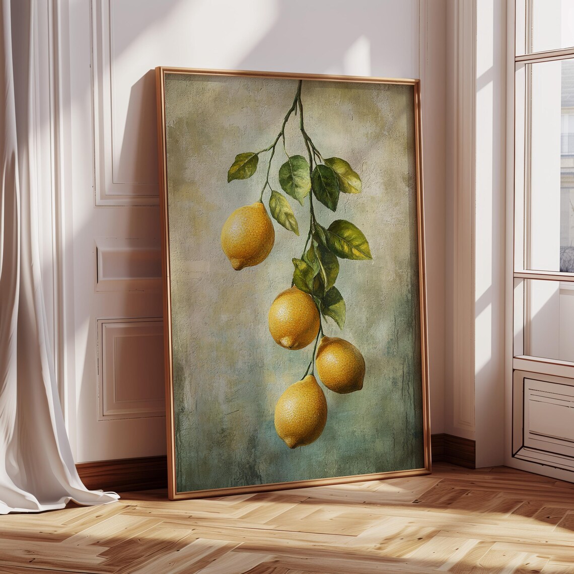 Lemon Branch Still Life, Rustic Mediterranean Decor - Image 5