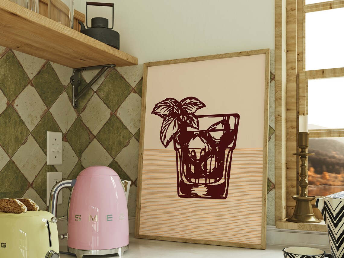 Boho Cocktail Art Print, Minimalist Modern Decor - Image 4
