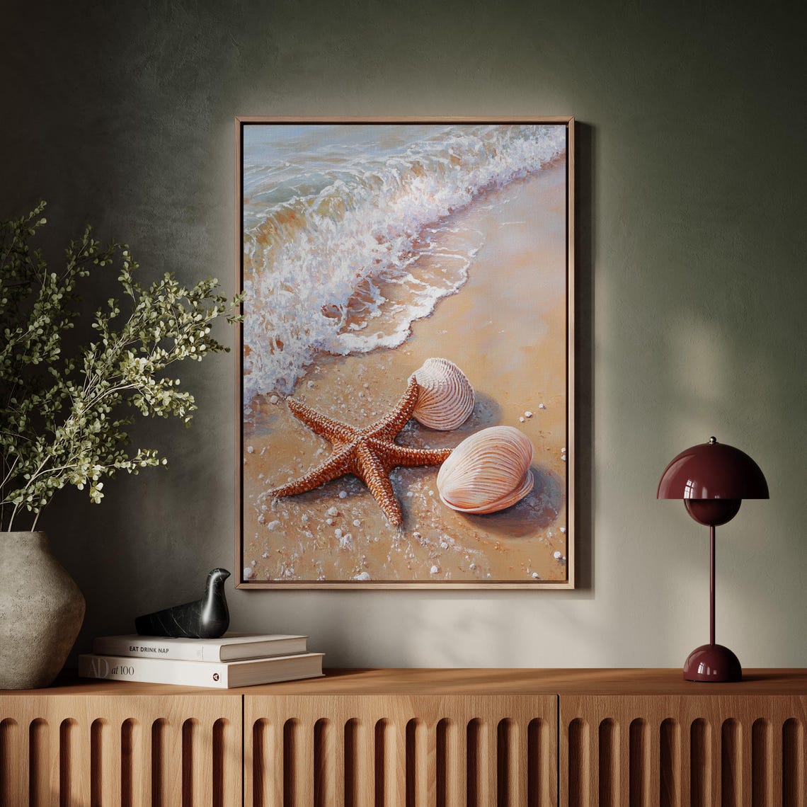 Starfish And Seashells Shoreline Waves Calm Coastal Ocean Print - Image 5