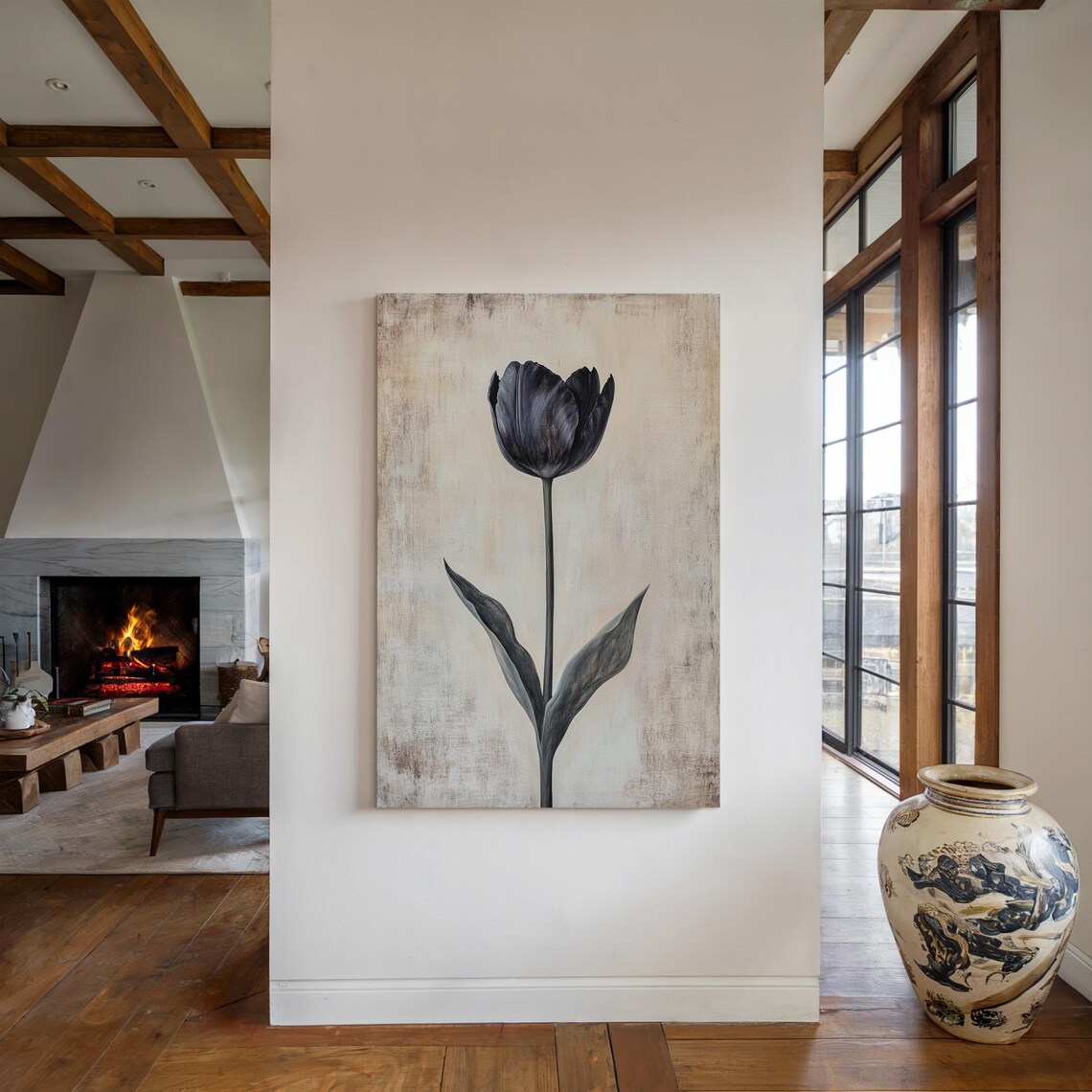 Black Tulip Botanical Print, Elegant Floral Decor - Image 5