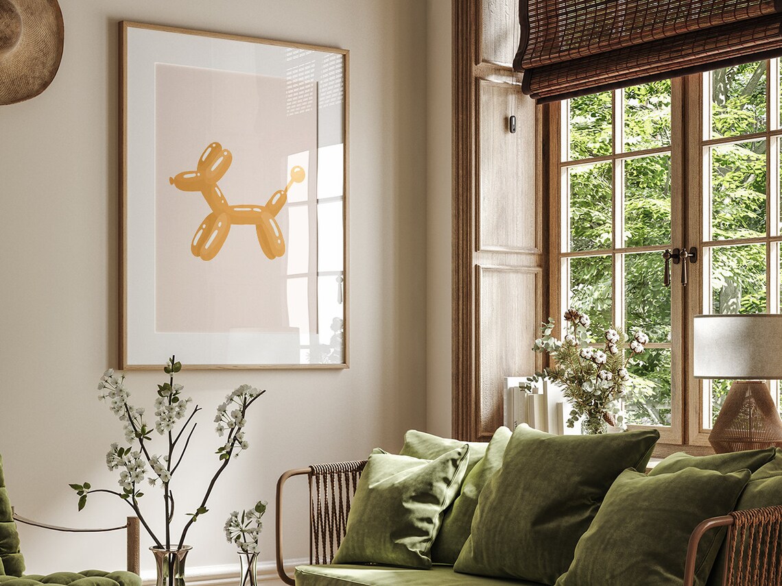 Amber Balloon Dog Minimalist Modern Boho Kids Party Room Poster - Image 4