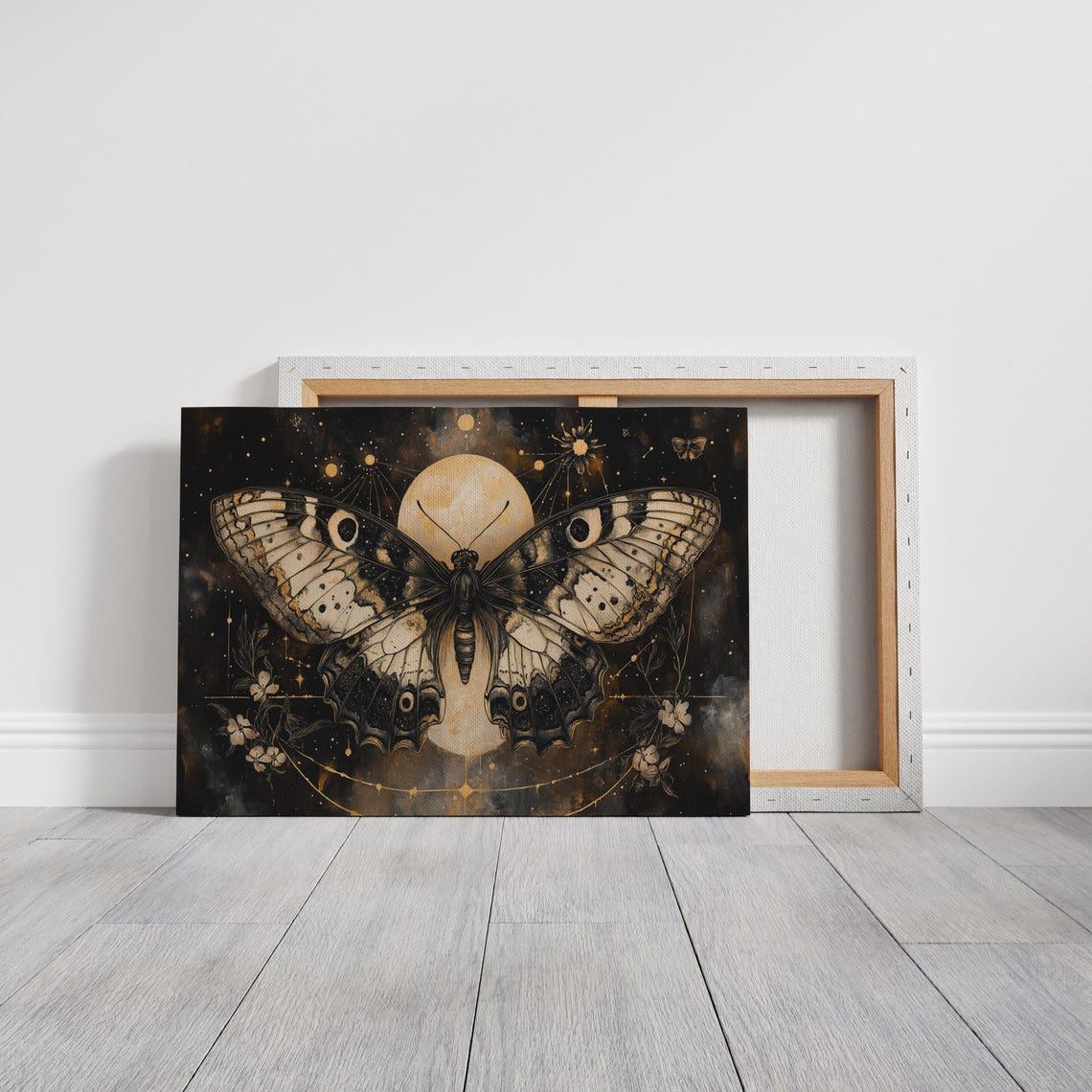 Celestial Moth Full Moon Cosmic Gold Dark Mystical Art Poster - Image 5
