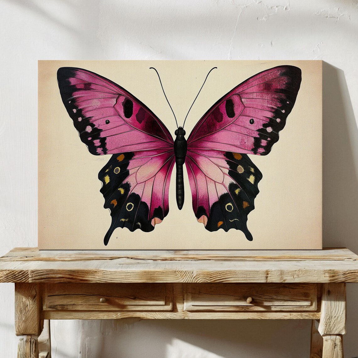 Pink Butterfly Vintage Insect Illustration, Botanical Charm - Image 2