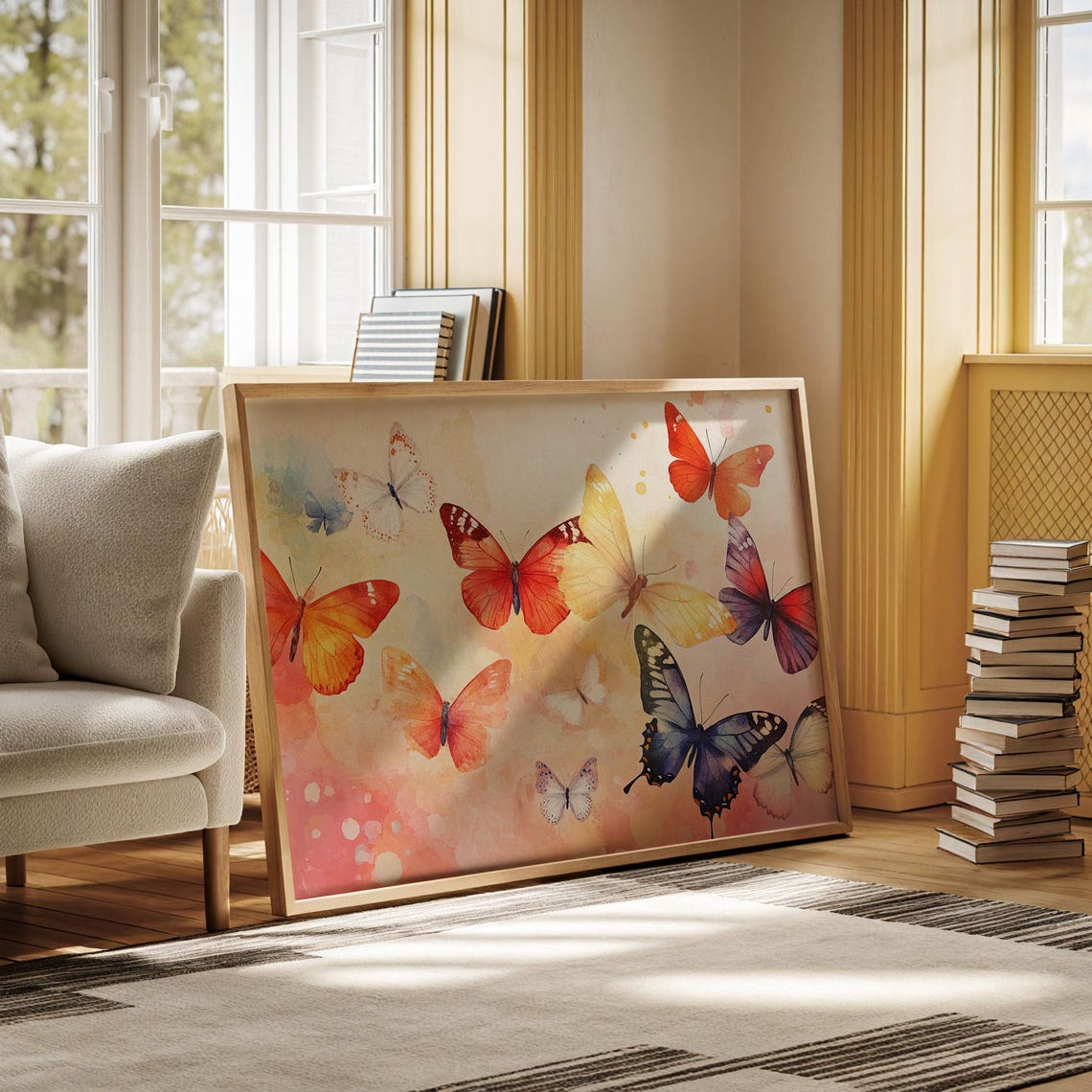 Vibrant Watercolor Butterflies In Soft Pastel Tones With Delicate Patterns On A Dreamy Background A Whimsical Nature Artwork - Image 4