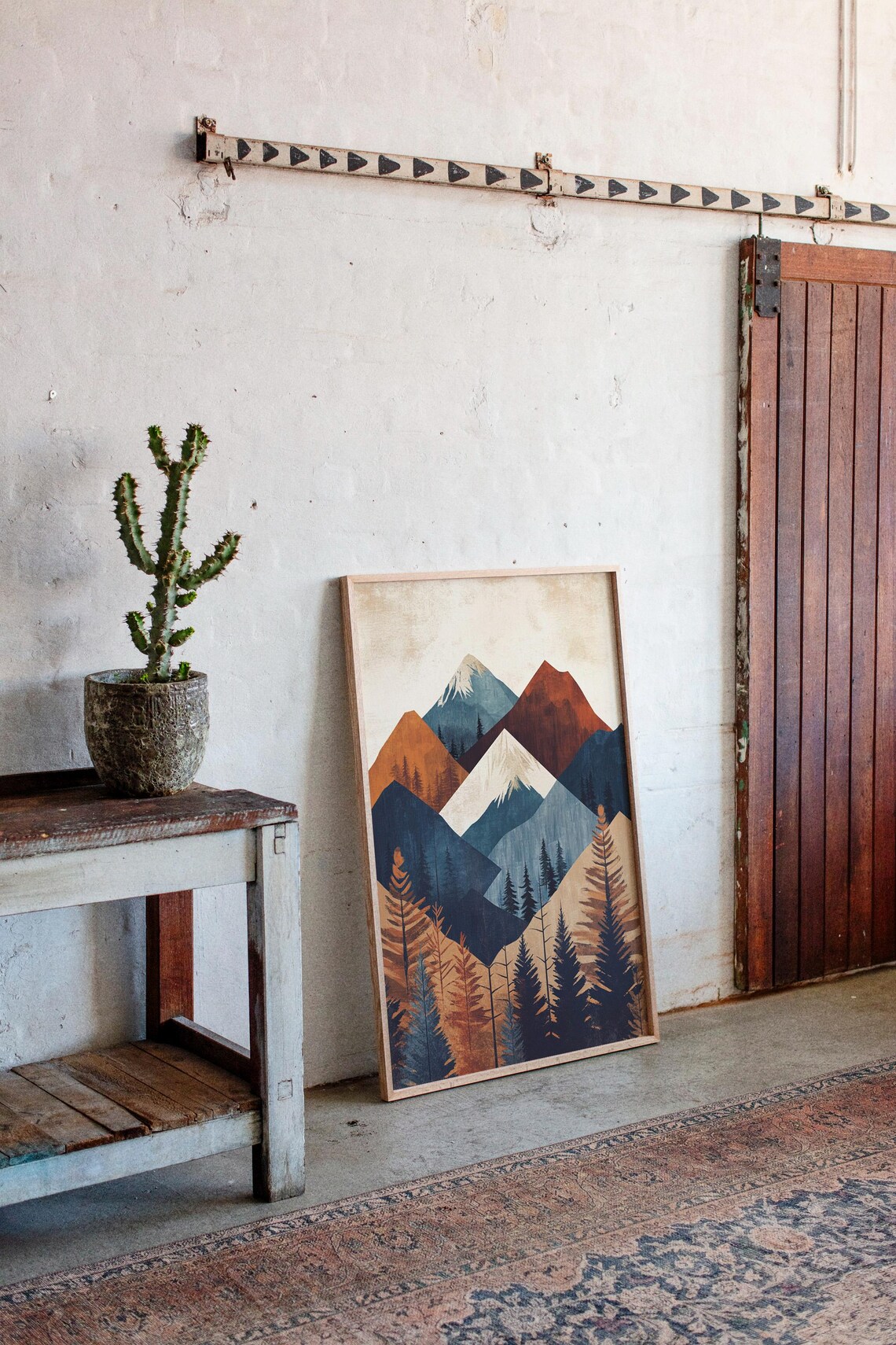 Geometric Mountain Modern Abstract Landscape Art Print - Image 3