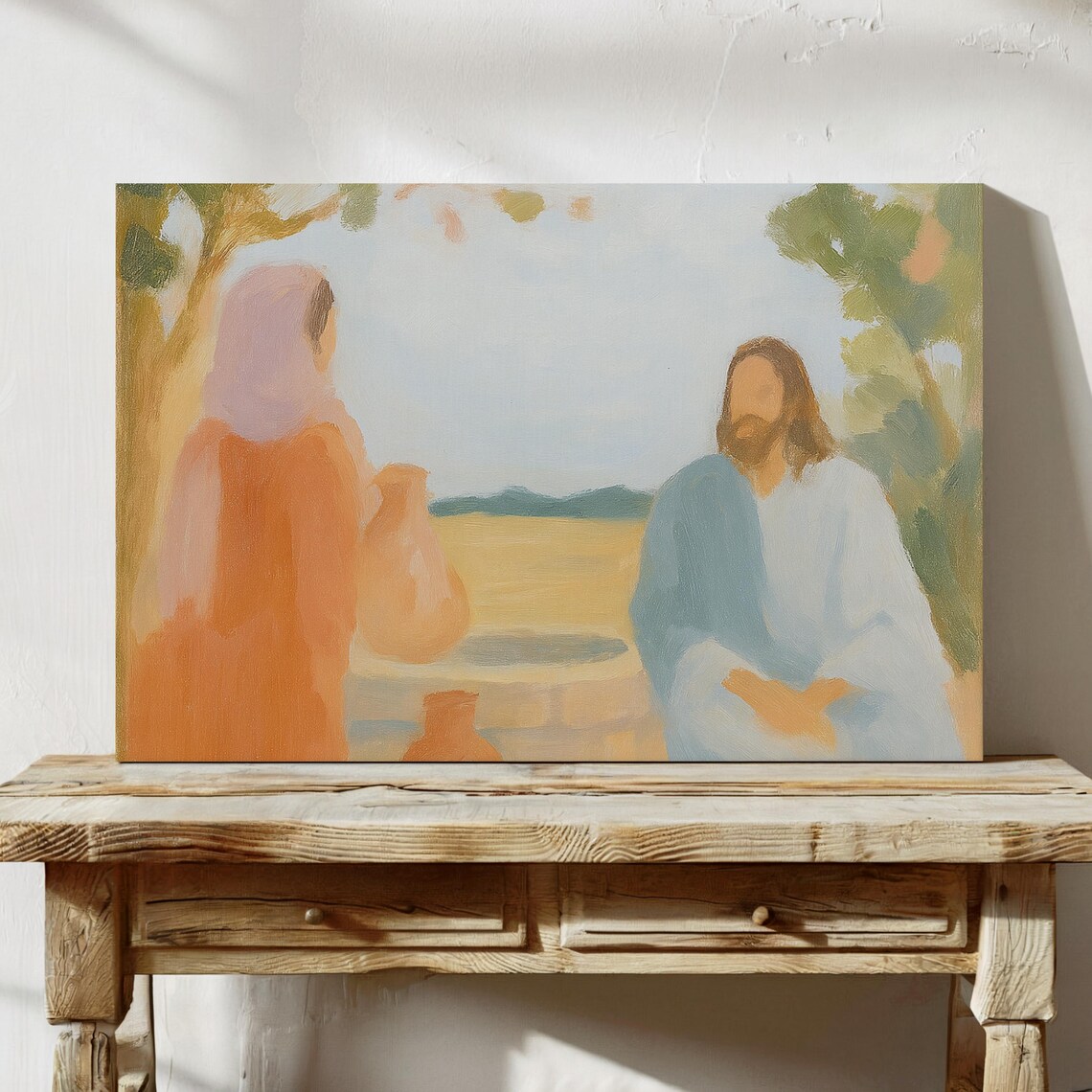 Impressionist Jesus At The Well, Biblical Art Print
