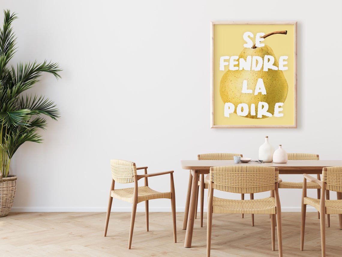 Se Fendre La Poire Funny French Pear Idiom Kitchen Quote Wall Art - Image 4