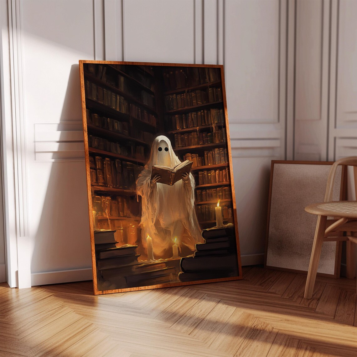 Ghost Reading In Library, Gothic Halloween Decor - Image 3