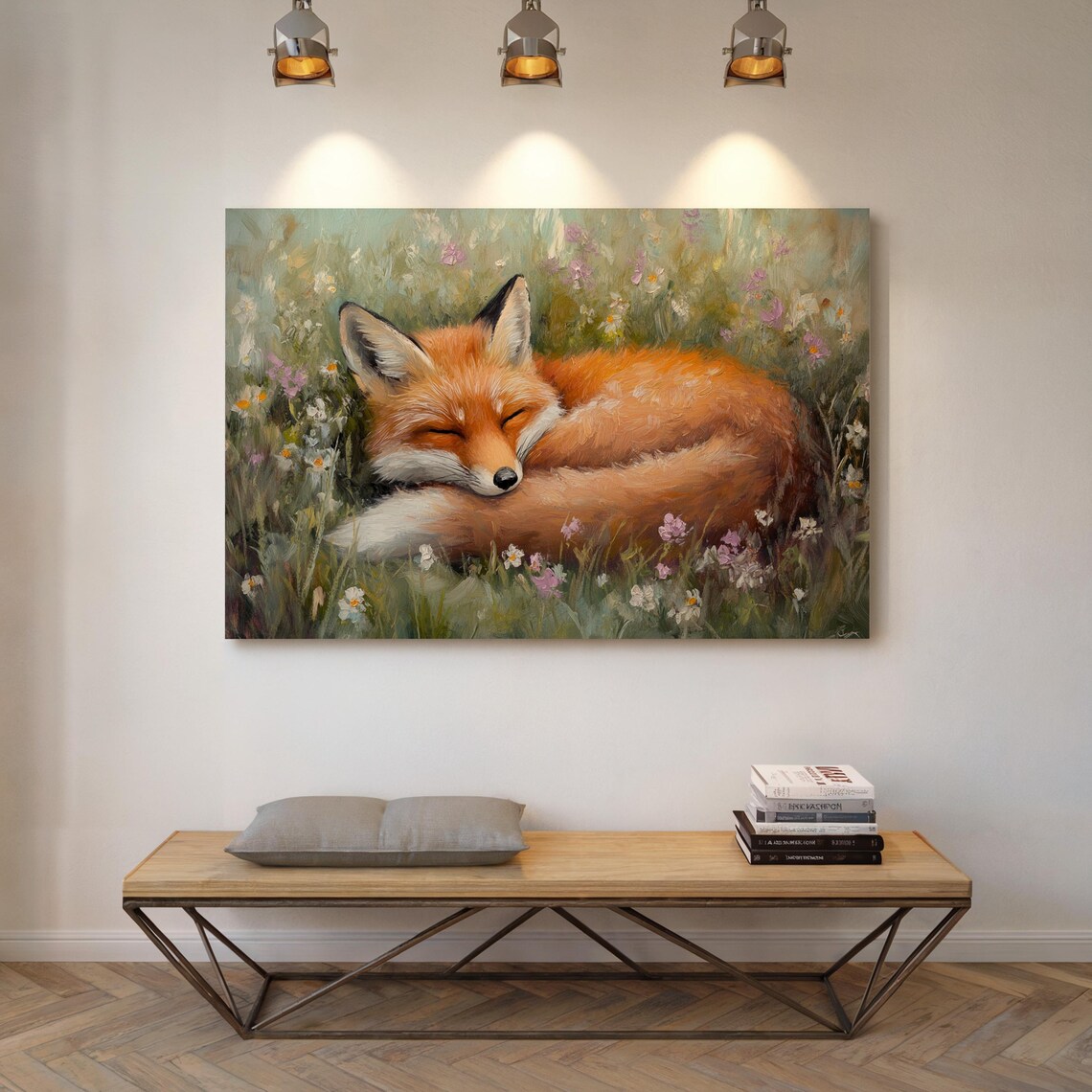 Sleeping Red Fox In Wildflower Meadow Peaceful Nature Animal Art Poster - Image 2