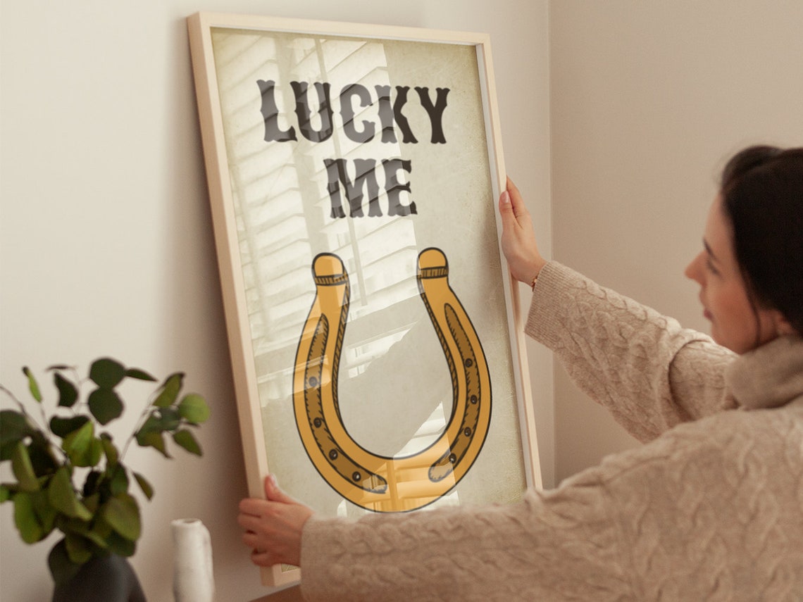 Lucky Me Golden Horseshoe Vintage Western Rustic Wall Poster - Image 3